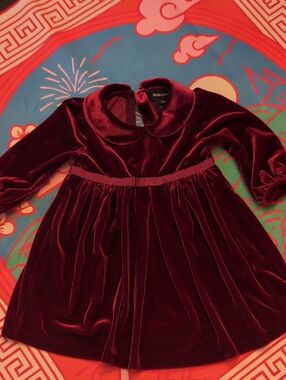 Baby Girls Ralph Lauren Velvet Dress in Burgundy